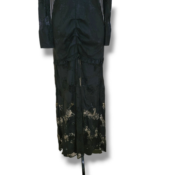 Alexis Lucasta Gown Black Lace Dress Long Sleeve XS Maxi Formal Wedding Sheer - Picture 10 of 14